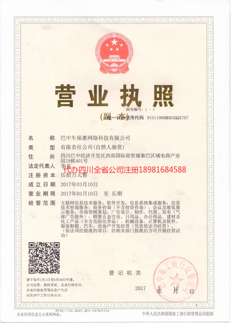 旺苍旺苍车保惠网络科技有限公司